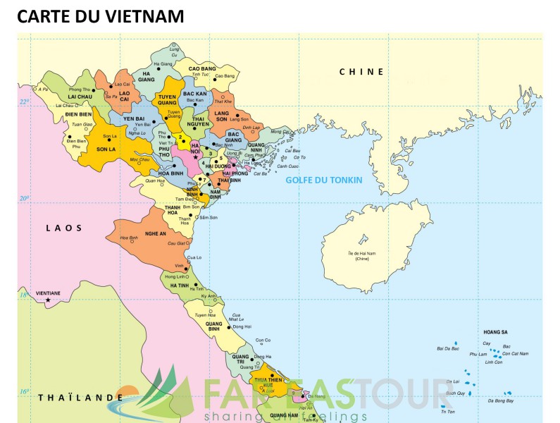 Carte du Vietnam détaillée : Vietnam carte touristique