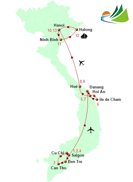 carte VOYAGE VIETNAM 14 JOURS – ILE DE CHAM