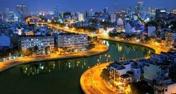 Paysage nocturne de Ho Chi Minh ville