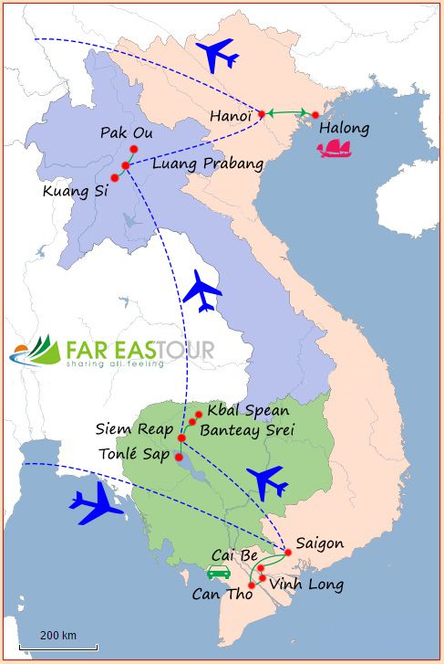 VOYAGE COMBINÉ VIETNAM CAMBODGE LAOS 15 JOURS